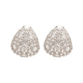 Silver Tone Pavé Teardrop Stud Earrings With Polished Metal Details view 5