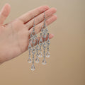 Clear and Black Teardrop Long Chandelier Hook Earrings view 6