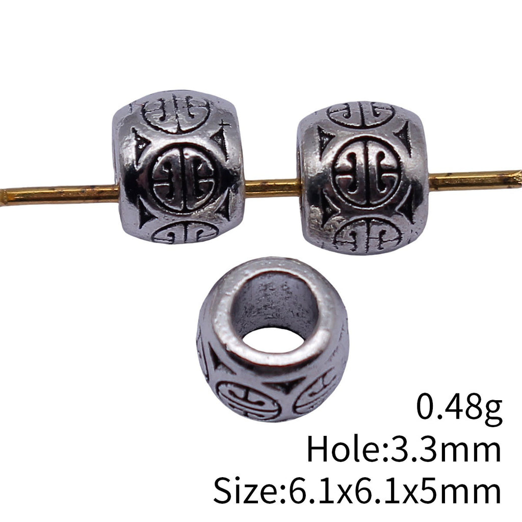 6.1x6.1x5mm 0.48g Multicolor Zinc Alloy Chinese Coin Symbol Large Hole Spacer Beads for Bracelet DIY Jewelry