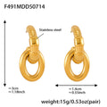 Geometric C Hoop Stud Earrings Ring Drop Gold Steel Mix view 7