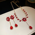 Flower Teardrop Zircon Necklace Earring Set 5 Colors view 10