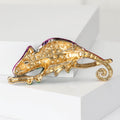 Large Crystal Chameleon Brooch in Green and Purple view 3