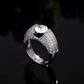 Silver-Tone Wide Pavé Ring With Raised Round Crystal view 2