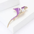 Enamel Calla Lily Brooch Pearl Rhinestone Green Purple view 3