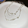 Clear Crystal Multi Strand Layered Necklace Iridescent view 2