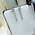 Silver Flower CZ Linear Drop Earrings Teardrop Dangles view 3