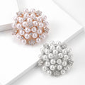 Clustered Pearl Round Brooch in Rose Gold or Silver Tone view 2
