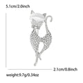 Long Crystal Cat Brooch With Faceted Crystals And Polished Metal Details view 7