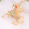 Gold Pegasus Keychain Multicolor Cat Eye Stones Rhinestones view 4