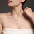 Open Heart Zircon Necklace Bracelet And Herringbone Chain Set view 4