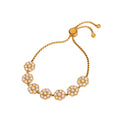 Crystal Flower Slider Bracelet in Gold and Silver Tone view 5