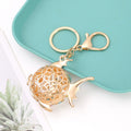 Openwork Goldfish Keychains Cat Eye Stones Rhinestones 3 Colors view 4