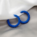 Twisted Color Coated Open Hoop Earrings in Three Colors view 6