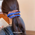 Velvet Scrunchie Hair Ties Black and Coffee Blue Edge view 3