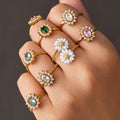 Open Flower Crystal Rings And Double Daisy Twist Rings view 3