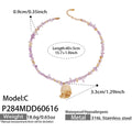 Crystal Chip Resin Rose Pendant Necklace White Blue Magenta view 6