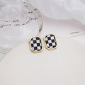 Black White Checkered Gold Earrings Three Style Assortment view 6