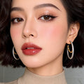 Double Layer Teardrop Hoop Stud Earrings with Clear Stones view 4