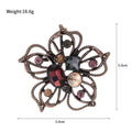 Red Silver Tone Flower Crystal Metal Brooch Pin 5 cm view 2