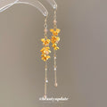 Yellow Floral Cluster Long Chain Tassel Hook Earrings view 2