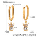 Gold Stainless Zircon Cat Owl Dangle Huggie Hoop Earrings Assortment view 8