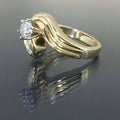 Gold Swirl Bypass Clear Center Stone Ring Metal Alloy view 2
