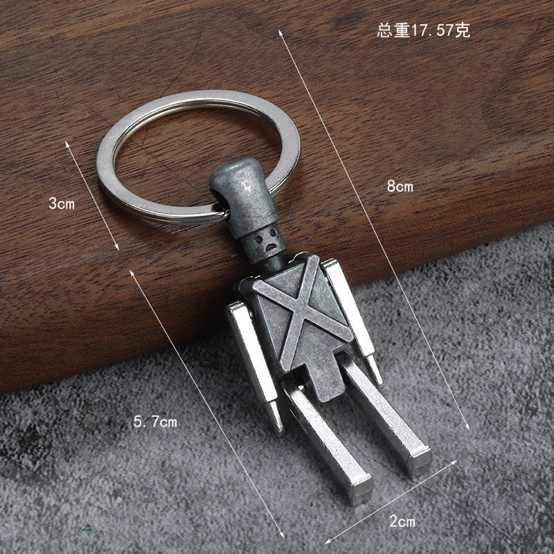 Vintage Articulated Alloy Robot Keychain Pendant Gift Accessory