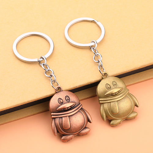 Vintage 3D Penguin Alloy Keychain Backpack Charm Pendant