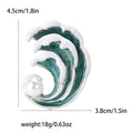 Enamel Ocean Wave Brooch with Pearl in Four Colors view 4