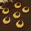 Gold Steel Layered Crescent Hoop Earrings Large And Small view 2
