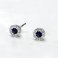 Round Floral Halo Stud Earrings In Four Center Stone Colors view 6