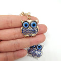 Gold and Silver Tone Blue Evil Eye Owl Clip Keychains view 4