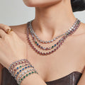 Multicolor Crystal Tennis Necklace and Bracelet Collection view 1