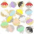Pearl Trimmed Shell Charms in Seven Colors and Two Tones view 2