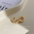Faceted Sculptural Huggie Hoop Earrings In Gold And Silver Tone view 6