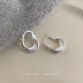 Ribbed Geometric Curve Huggie Hoop Earrings Gold Silver view 7