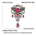 Large Glass Drop Court Brooch Gold Tone Crystal Pendant Pin view 10
