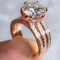 Large Round Solitaire Triple-Row Pave Rings In Five Color Styles view 6