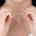 Silver Tone Twisted Teardrop Necklace With Clear Round Stone view 4