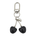 Black Double Cherry Keychain With Silver Tone Swivel Clasp view 5