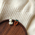 Asymmetric Bunny Carrot Stud Earrings White Orange Enamel Pair view 4