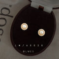 Gold Tone White Pearl Clear Halo Mini Stud Earrings For Women view 3