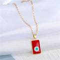 Gold Tone Enamel Evil Eye Pendant Necklaces in Five Designs view 5