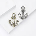 Rhinestone Anchor Brooch in Gold or Silver Decorative Lapel Pin view 2