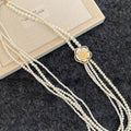 Layered White Pearl Look Necklace with Cream Rose Centerpiece view 4