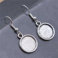 Round Cabochon Tray Dangle Earrings in Two Antique Finishes view 6