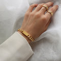 Curb Chain Bracelet Magnetic Clasp Gold Or Steel Finish view 2