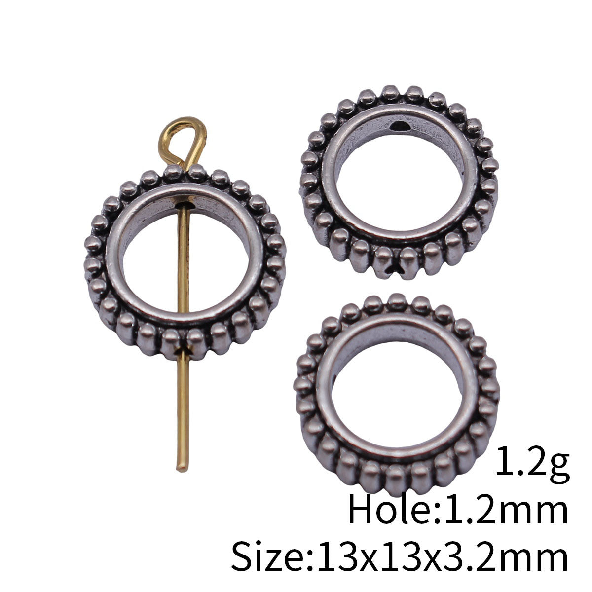 13x13x3.2mm 1.2g Multicolor Zinc Alloy Hollow Round Loose Metal Beads for Bracelet Necklace Jewelry Making