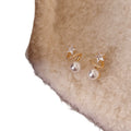 Silver Tone Star and Pearl Stud Earrings Decorative Jewelry Pair view 5
