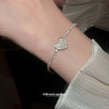 Silver Pave Heart Crystal Adjustable Tennis Bracelet view 3